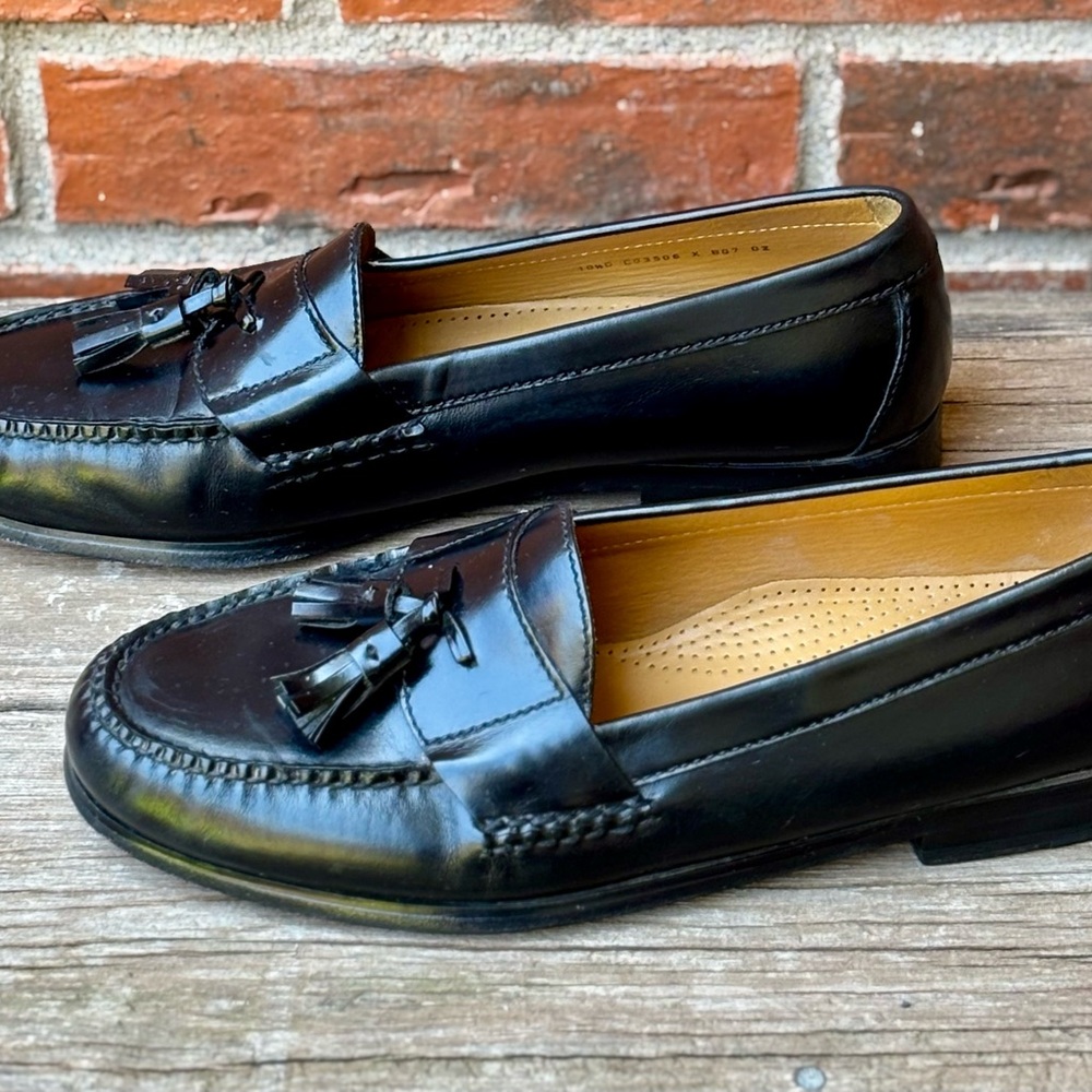 Cole Haan Mens Tassel Comfort Leather Black Loafers Shoes 10.5D - Picture 3 of 8